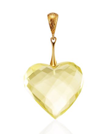 Luminous Faceted Amber Heart Pendant, image 