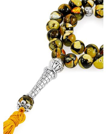 33 Mosaic Amber Muslim Prayer Beads With Tassel The Dalmatian, image 