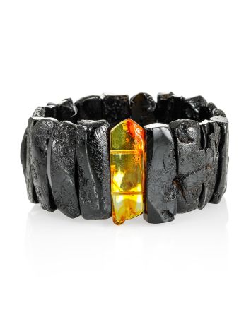 Bold Amber Cuff Bracelet With Insect, image 