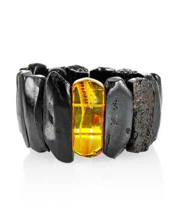 Dark Amber Cuff Bracelet With Insect, image 