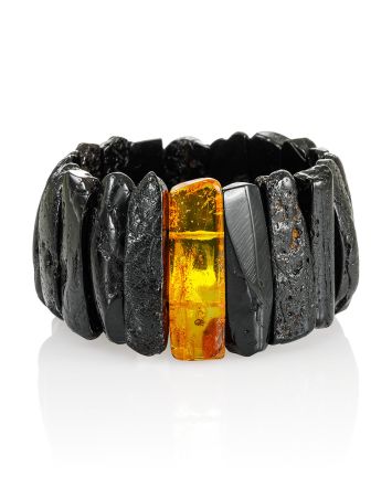 Black Amber Bracelet With Insect Inclusion, image 