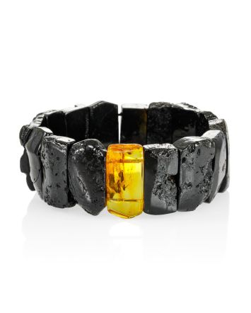 Bold Black Amber Bracelet With Insect, image 