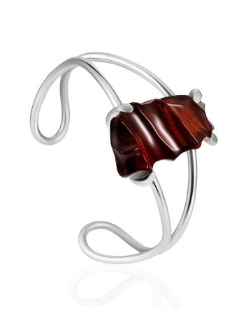 Designer Cuff Bracelet With Dark Amber, image 