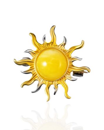 Bright Amber Sun Brooch, image 