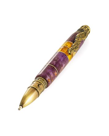 Designer Amber Wooden Ball Pen, image 