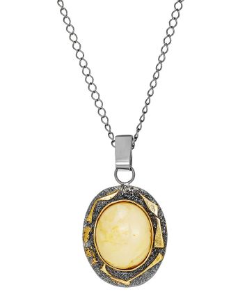 Handcrafted Chain Necklace With Bold Amber Pendant, image 
