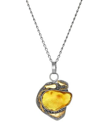 Chain Necklace With Gorgeous Amber Pendant, image 