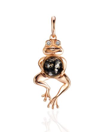 Gilded Frog Pendant With Amber And Crystals, image 