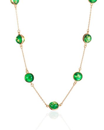 Feminine Chain Necklace With Amber Balls, image 