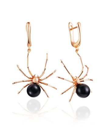 Bold Amber Spider Design Earrings, image 