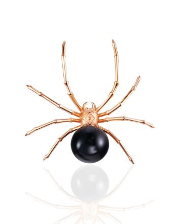 Gilded Spider Pendant With Dark Amber, image 