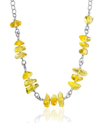Gorgeous Chain Necklace With Bold Amber Pieces, image 