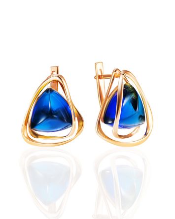 Bright Blue Amber Earrings, image 