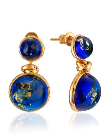 Iridescent Blue Amber Earrings, image 