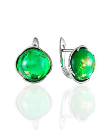Luminous Green Amber Earrings, image 