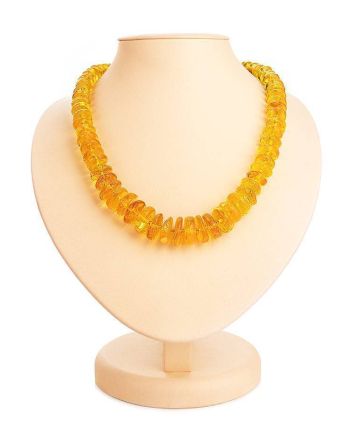 Bright Lemon Amber Beaded Necklace, image 
