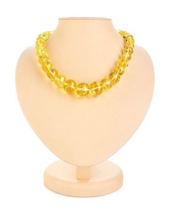 Lemon Amber Ball Beaded Necklace, image 