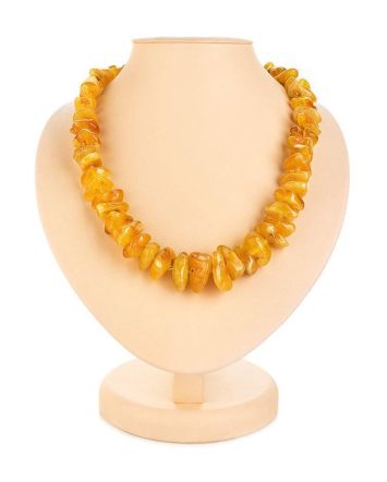 Honey Amber Beaded Necklace, image 