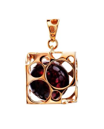 Gold-Plated Pendant With Cherry Amber The Geneva, image 