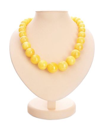 Honey Amber Ball Beaded Necklace, image 