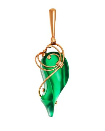 Green Synthetic Onyx Pendant In Gold The Serenade, image 