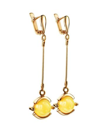 Dangle Amber Earrings In Gold-Plated Silver The Sphere, image 