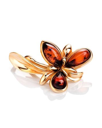 Gold-Plated Pendant With Cognac Amber The Verbena, image 