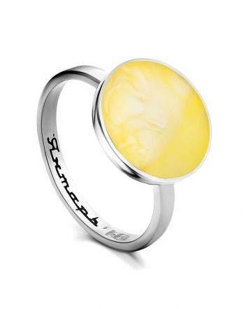 Minimalistic Amber Ring In Sterling Silver The Monaco, Ring Size: 6.5 / 17, image 