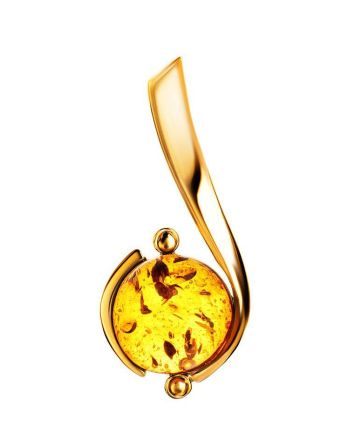 Round Amber Pendant In Gold-Plated Silver The Sphere, image 