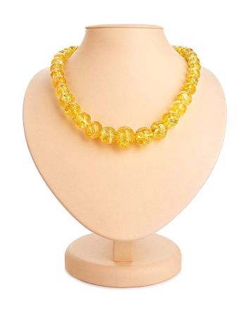 Lemon Amber Ball Beaded Necklace, image 