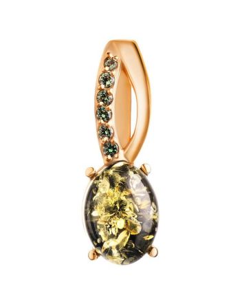 Amber Pendant In Gold With Green Crystals The Raphael, image 