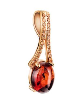 Amber Pendant In Gold With Champagne Crystals The Raphael, image 
