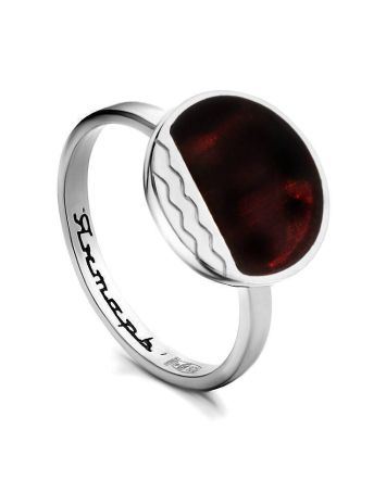 Geometric Amber Ring In Sterling Silver The Monaco, Ring Size: 8 / 18, image 