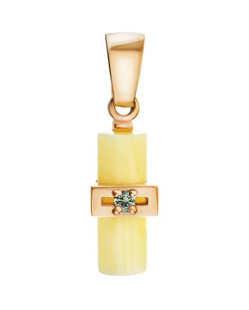 Cylinder Cut Amber Pendant in Gold With Crystal the Scandinavia, image 