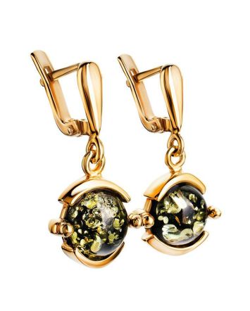 Drop Amber Earrings In Gold-Plated Silver The Sphere, image 
