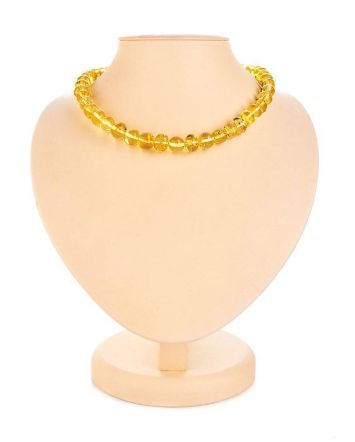 Lemon Amber Ball Beaded Necklace, image 