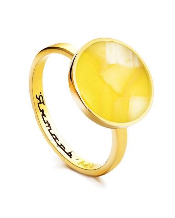 Minimalistic Amber Ring In Gold-Plated Silver The Monaco, Ring Size: 6 / 16.5, image 