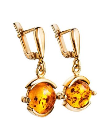 Drop Amber Earrings In Gold-Plated Silver The Sphere, image 