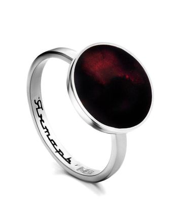 Round Amber Ring In Sterling Silver The Monaco, Ring Size: 5.5 / 16, image 