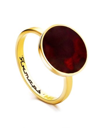 Gold-Plated Ring With Cherry Amber The Monaco, Ring Size: 5.5 / 16, image 