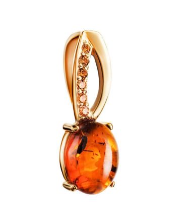 Amber Pendant In Gold With Champagne Crystals The Raphael, image 