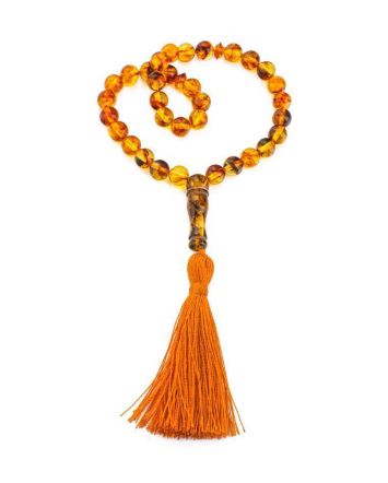 Islamic 33 Cognac Amber Prayer Beads, image 