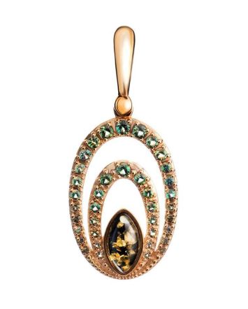 Amber Pendant In Gold With Crystals The Raphael, image 