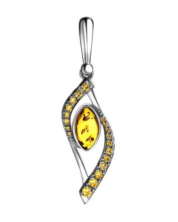 Amber Pendant In Sterling Silver With Champagne Crystals The Raphael, image 