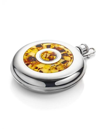 Stainless Steel Souvenir Flask With Amber Mosaic, image 
