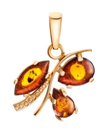 Gold-Plated Pendant With Cognac Amber The Verbena, image 