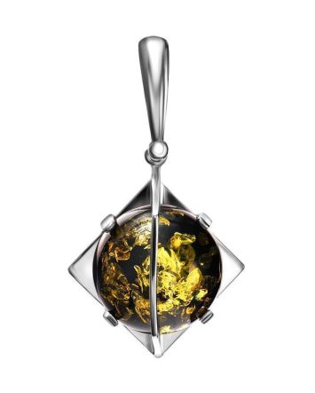 Square Amber Pendant In Sterling Silver The Saturn, image 