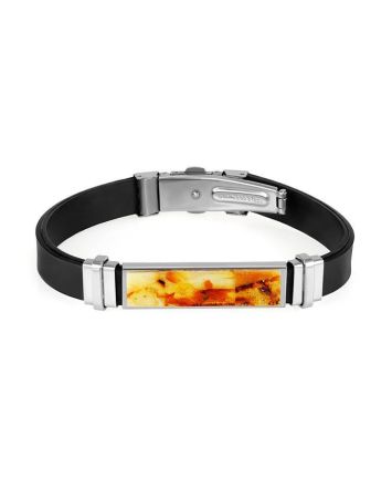 Unisex Rubber Bracelet With Bright Amber Mosaic The Grunge, image 