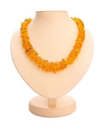 Lemon Amber Necklace With Glass Beads, image 