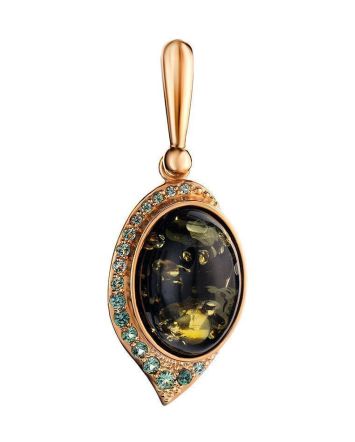 Amber Pendant In Gold With Crystals The Raphael, image 